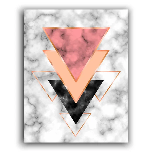 Mermer arka plan gül altın üçgen ile. Geometrik baskı için 