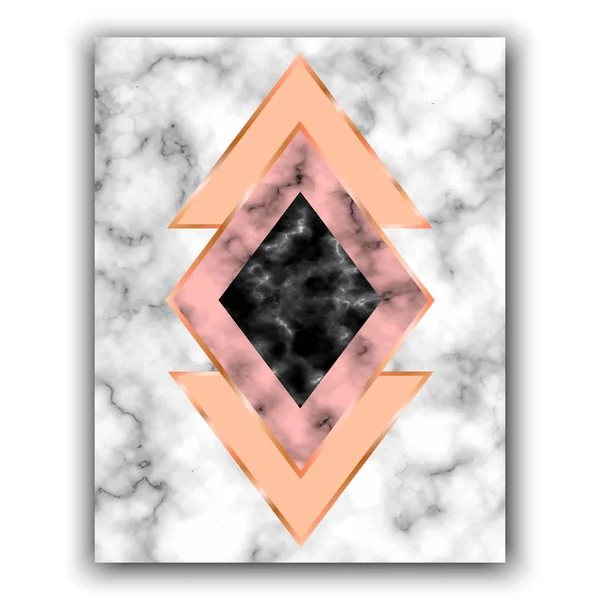 Mermer arka plan gül altın üçgen ve altıgen yanarak bahislerin doğru. Geometr