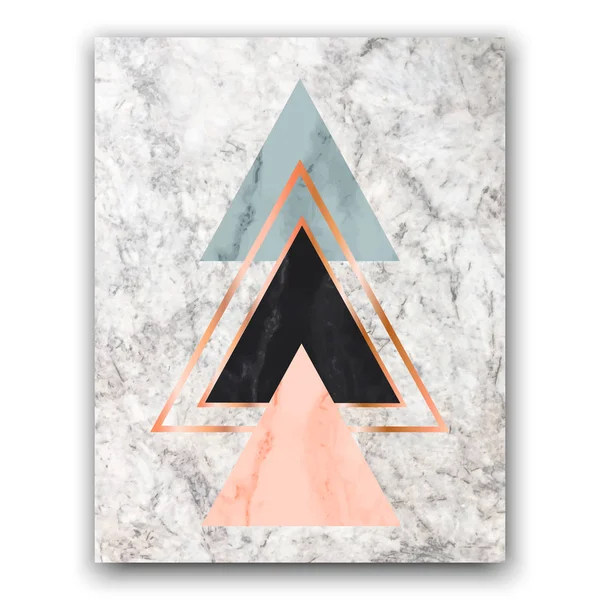 Mermer arka plan gül altın üçgen ile. Geometrik baskı için 