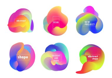 Soyut sıvı şekilleri beyaza izole edilmiş. Vektör illüstrasyonu