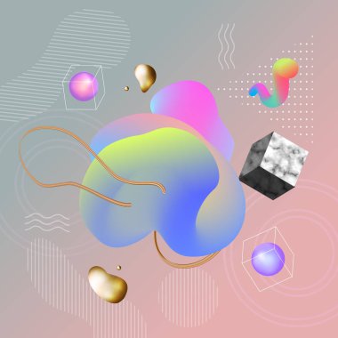 Mermer ile renkli geometrik arka plan. Sıvı şekiller kompozit