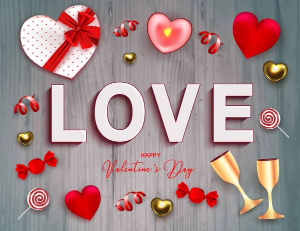 Buon San Valentino banner web vacanza. Illustrazione vettoriale wi — Vettoriale Stock
