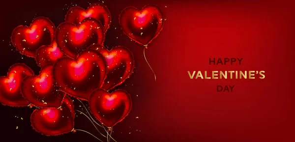 Valentinstag Hintergrund mit roten Herz Luftballons — Stockvektor