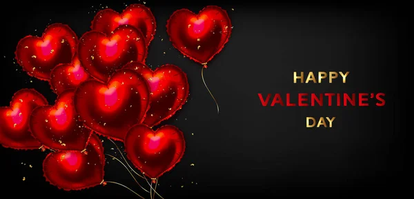 Valentinstag Hintergrund mit roten Herz Luftballons — Stockvektor