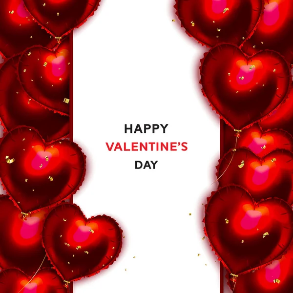 Walentynki-dzień tło z balony czerwone serce — Wektor stockowy