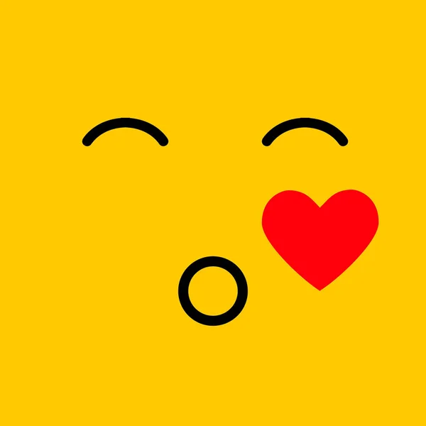 Tecknad linje smiley blåser en kyss, emoji ansikte Smile — Stock vektor