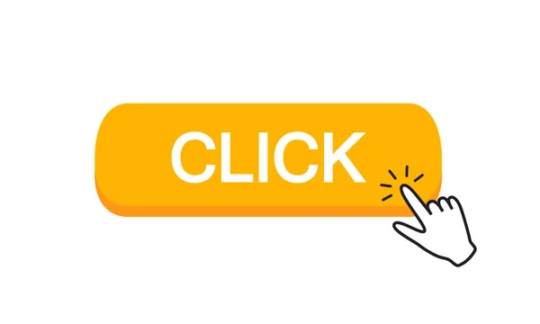 Haga clic en botón con puntero del cursor de mano haciendo clic . — Vector de stock