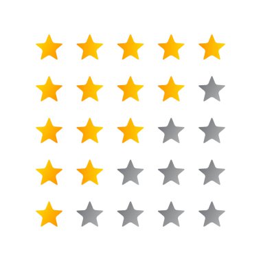 5 yıldız derecelendirme ikonu vektör çizimi. Web sitesi veya uygulama için izole edilmiş kimlik - hisse senedi bilgileri