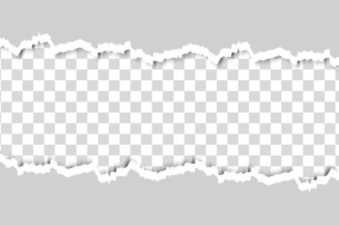 Saydam arkaplanda gölgelerle kağıtta yırtılan gerçekçi vektör deliği