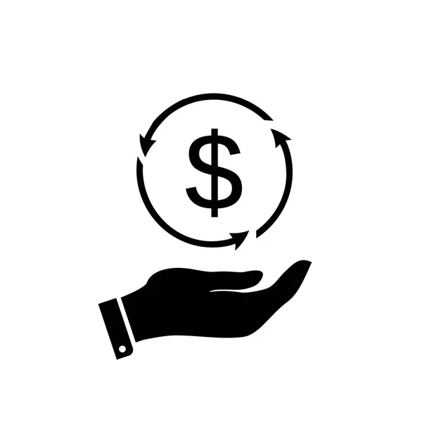 Δολάρια χρήματα στο χέρι εικονίδιο διάνυσμα για επενδύσεις και χρηματιστηρίων έννοια — Διανυσματικό Αρχείο