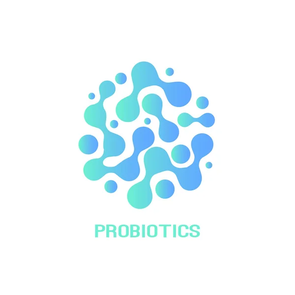 Probióticos bactérias design logotipo. Ingrediente nutricional saudável para terapia —  Vetores de Stock