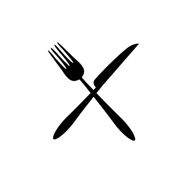 Tenedor y cuchillo vector icono. Comer símbolo . — Archivo Imágenes Vectoriales