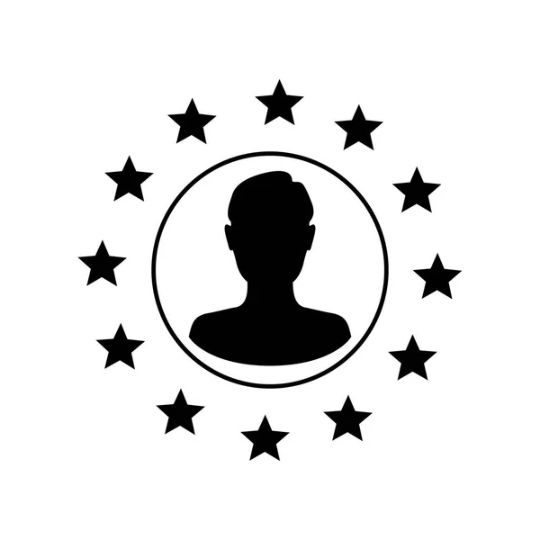 Étoiles de l'Union européenne homme silhouette à l'intérieur. Concept de Brexit. Vecteur — Image vectorielle