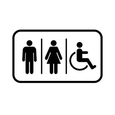 Lavabo simgesi. Dinlenme odası tabelas. Tuvalet sembolü vektör Illüstrasyon Logo şablonu.