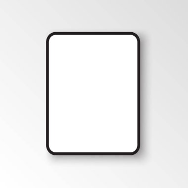 iPad Pro, 12.9 inç ekran, 2018. Gölgeli siyah bir çerçeve. Vektör illüstrasyonu