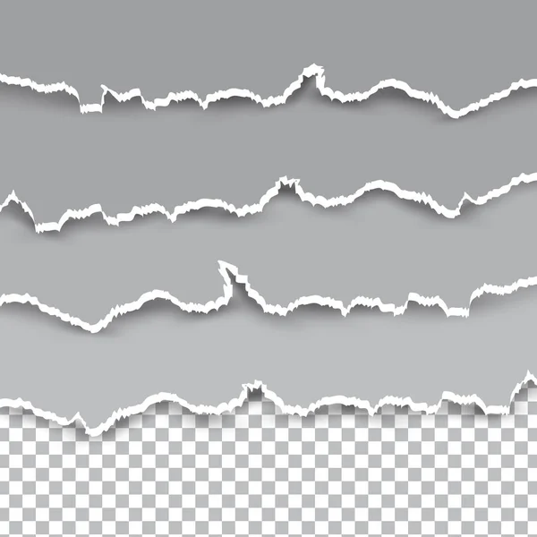 Realistiska hål slitna i papper med skuggor isolerade på transparent. Vektor bakgrund — Stock vektor