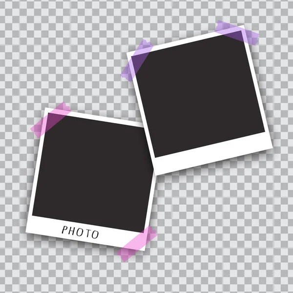 Plantilla de foto cuadrada aislada sobre fondo transparente. Foto de tranvía instantánea para redes sociales, documentos, diversión. Vector — Vector de stock