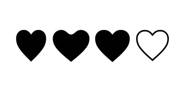 Svart hjärta ikon, kärlek isolerade Ikonuppsättning. — Stock vektor