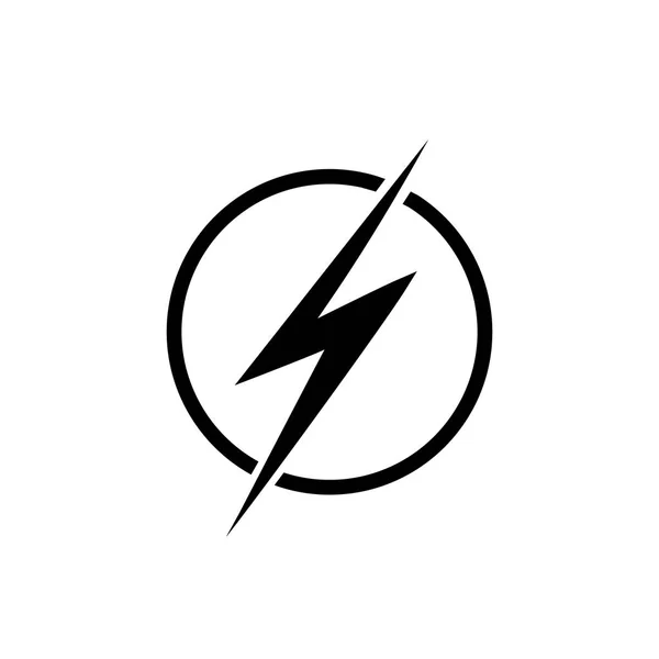 Błyskawica, electric power wektor logo element projektu. Koncepcja symbol energii elektrycznej energii i grzmot. Lightning bolt znak na kole. — Wektor stockowy