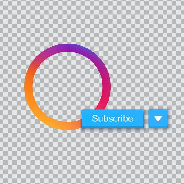Suscribir botón azul. Icono de usuario de avatar de redes sociales en transparente. Ilustración vectorial — Vector de stock