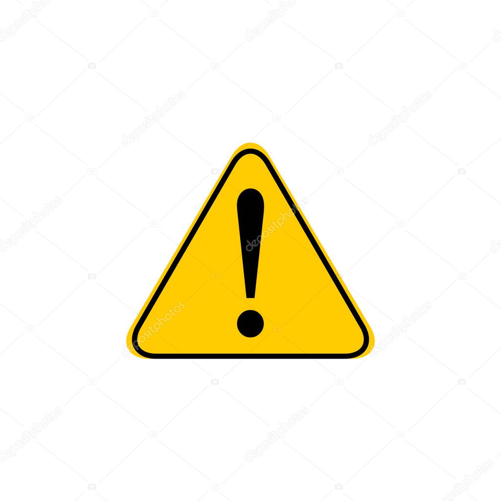 Exclamation mark icon in flat style. Danger alarm vector illustration on white isolated background. Caution risk business concept