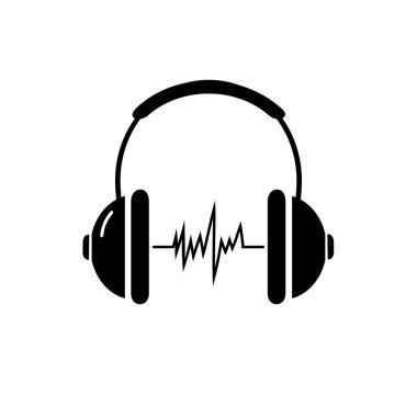 Kulaklık Kulaklık simgesini düz stil. Kulaklıklar beyaz izole arka planda illüstrasyon vektör. Ses aygıtı iş kavramı