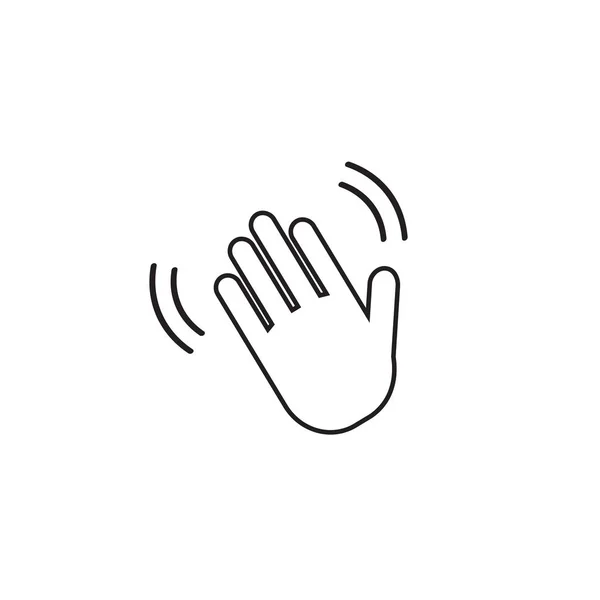 Hand wave  waving hi or hello gesture line art vector icon for apps and websites — Stock Vector