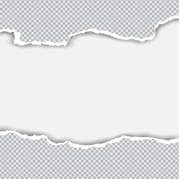 Quadrat gerissene horizontale Papierstreifen für Text oder Nachricht auf weißem Vektor-Hintergrund — Stockvektor