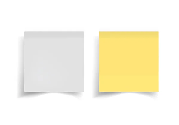 白と黄色のステッカー用紙.丸めた角のあるメモ用紙。白地に隔離されたベクトル — ストックベクタ