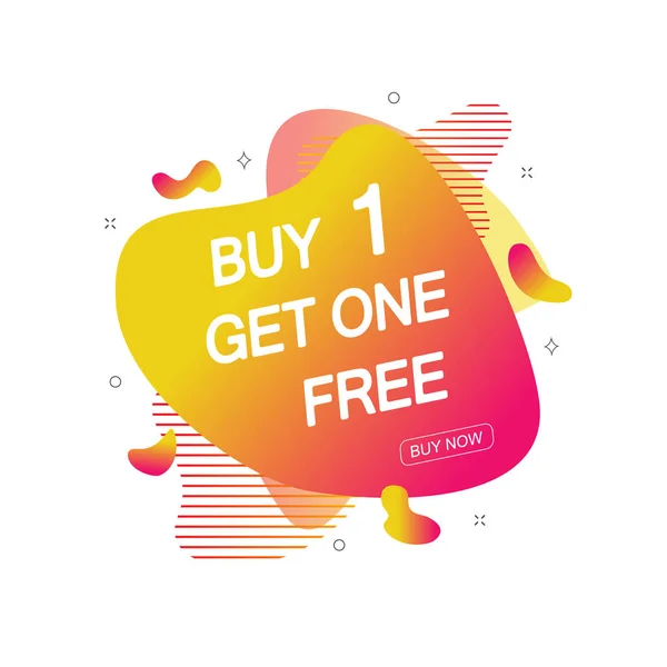 Comprar 1 Get One Etiqueta de venda gratuita. Modelo de design de banner para marketing. Promoção de ofertas especiais ou varejo . — Vetor de Stock