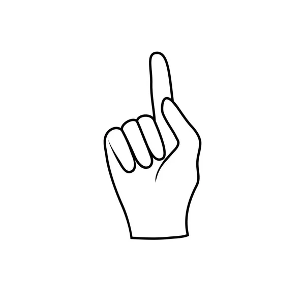 Рука з одним пальцем, що вказує на піктограму лінії. Рука з індексним пальцем вгору Векторні ілюстрації ізольовані на білому. Орієнтування на контур стилю дизайну — стоковий вектор