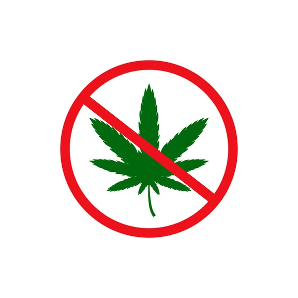Geen cannabis teken. Stop Narcotic, drugs. — Stockvector