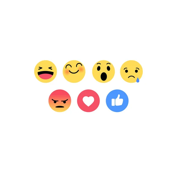 Conjunto abstracto de emoticones. Emoji iconos de estilo plano sobre fondo blanco . — Vector de stock