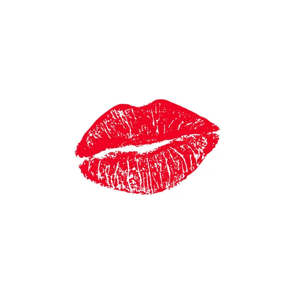 Vector illustration of womans girl red lipstick kiss mark isolated on white background. Valentines day icon, sign, symbol, clip art — Stock Vector