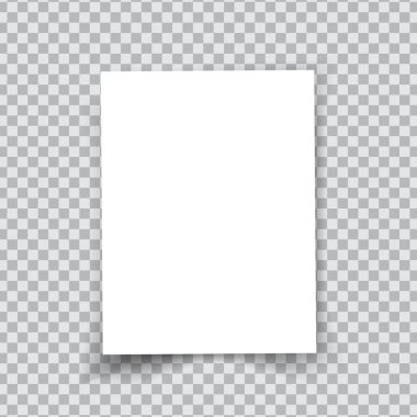 Şeffaf arka planda gölgeleri olan Vektör A4 kağıt.