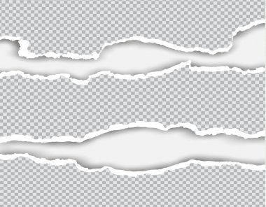 Beyaz vektör üzerinde metin veya mesaj için kareli yırtık yatay kağıt şeritler