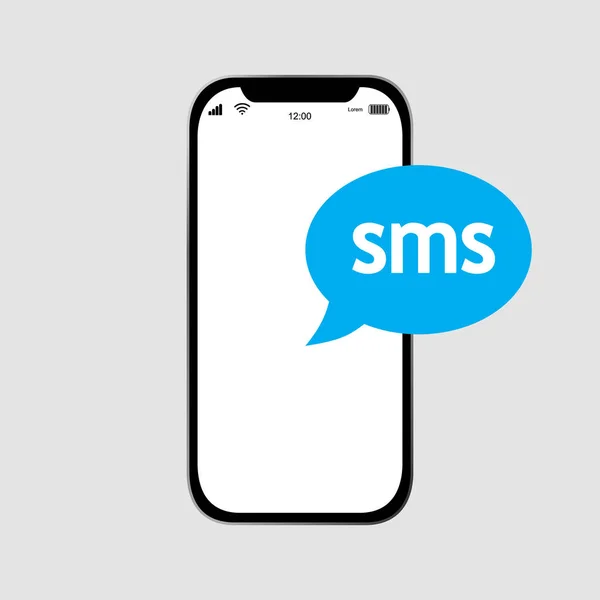 Isolasi iphone pintar modern dengan ikon SMS . - Stok Vektor