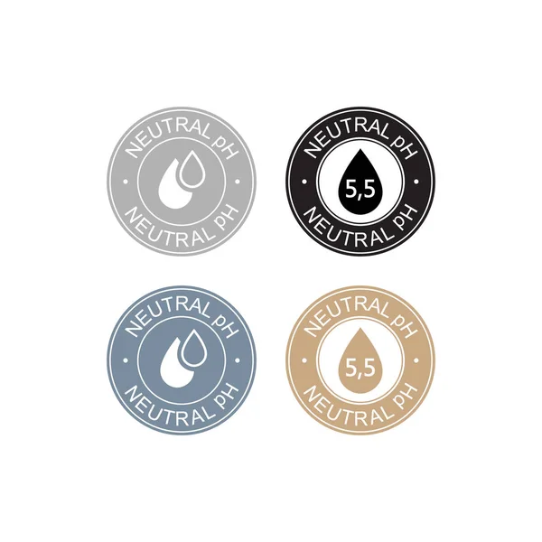 Neutralna ikona logo równowagi pH dla szamponu lub śmietany. Etykieta na znak pH z kroplą. — Wektor stockowy