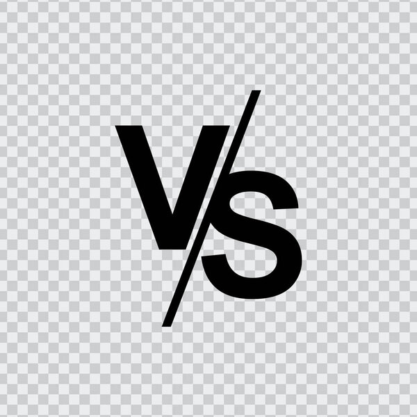 VS versus letters vector logo isolated on transparent background. VS versus symbol for confrontation or opposition design