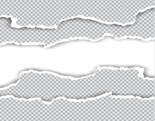 Beyaz vektör üzerinde metin veya mesaj için kareli yırtık yatay kağıt şeritler