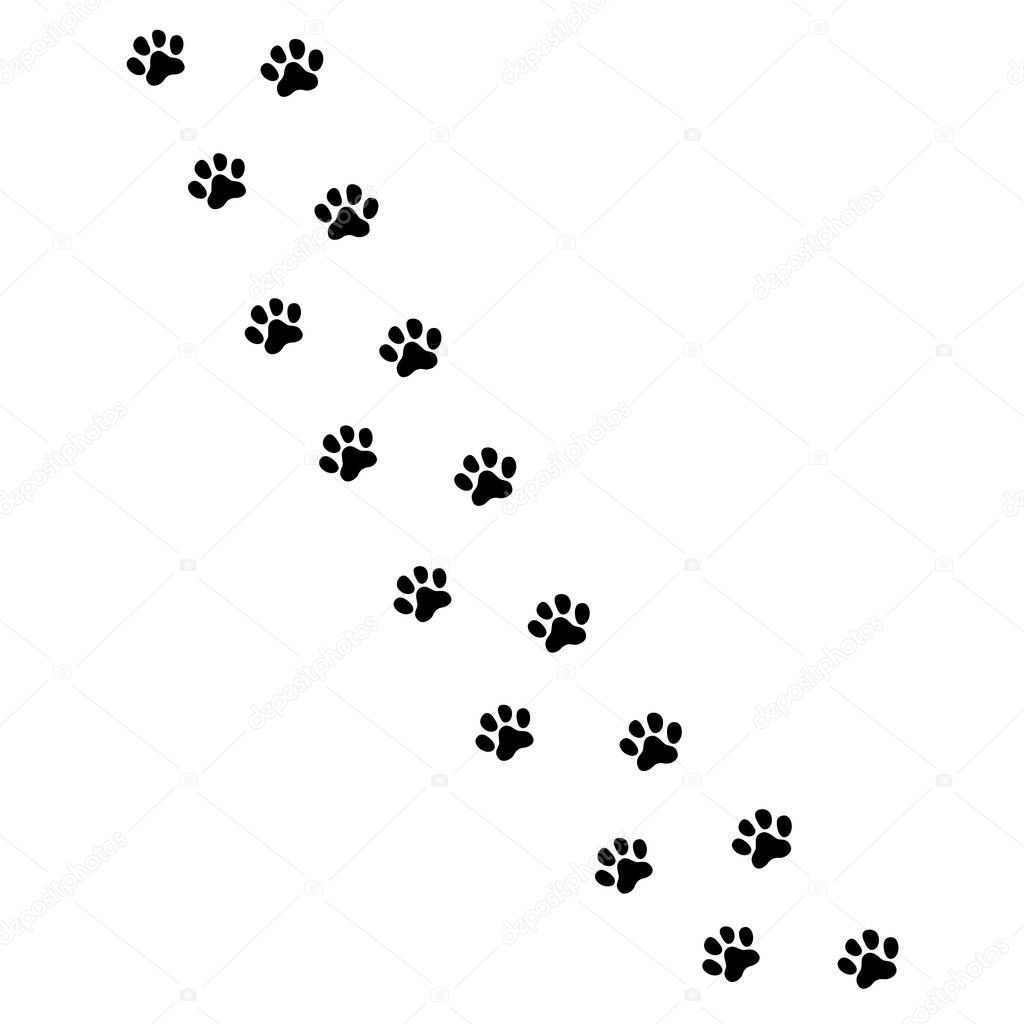 Paw prints icon in flat style. Footprints animals symbol for your web site design, logo, app, UI Vector