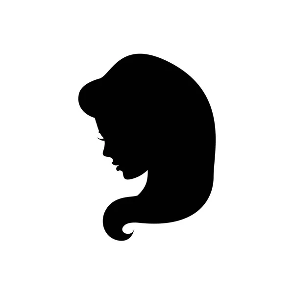 Όμορφη κοπέλα μαλλιά σιλουέτα, το λογότυπο σαλόνι — Διανυσματικό Αρχείο