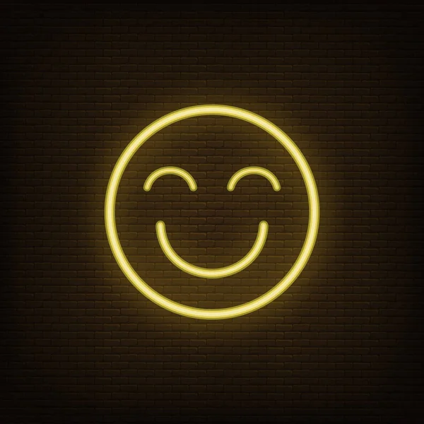 Neon giallo Emoji felice icona vettoriale — Vettoriale Stock