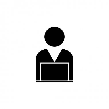 Adam dizüstü bilgisayar vektör simgesi