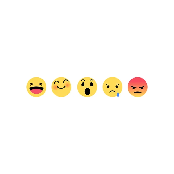 Streszczenie śmieszne płaskie emotikon styl emotikony reakcje kolor zestaw ikon. Społeczna ekspresja uśmiechu — Wektor stockowy