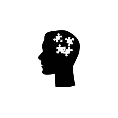 İnsanın içinde bulmaca olan düz bir ikonu vardı. Vektör