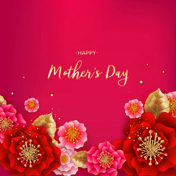 Tarjeta de felicitación del día de las madres con fondo de flores. Vector — Vector de stock