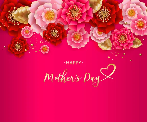 Tarjeta de felicitación del día de las madres con fondo de flores. Vector — Vector de stock