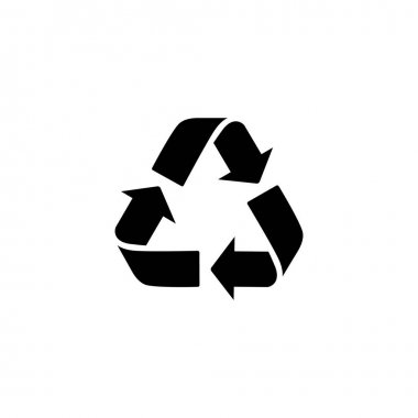 Geri dönüşüm işareti Vektör simgesi. Çöp sembolü. Eko biyo atık kavramı. Web için beyaz, düz tasarımda izole edilmiş ok işareti