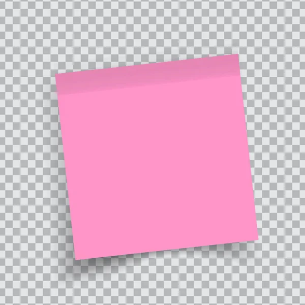 Roze sticker papier. Opmerking papier met gekruld hoek. Vector geïsoleerd op transparante — Stockvector